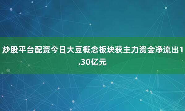 炒股平台配资今日大豆概念板块获主力资金净流出1.30亿元